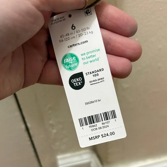 NWT Carter's Kids Tan Long Sleeve with Orange Graphics Shirt Boys Size 6 - Picture 2 of 5